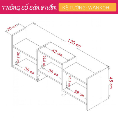 Giá đỡ sách trưng bày phòng khách treo tường SMLIFE Wankoh
