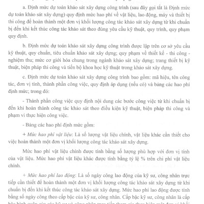 Định Mức Dự Toán Khảo Sát Xây Dựng Công Trình