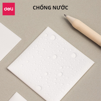 Set 50 giấy note Deli trong suốt chống nước giấy ghi nhớ ghi chú có keo dính chắc chắn cho học sinh văn phòng