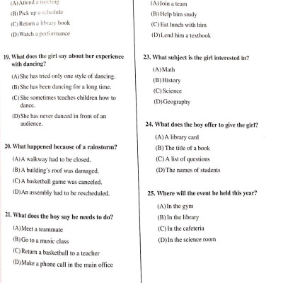 Practice Test for the Toefl Junior Standard Test