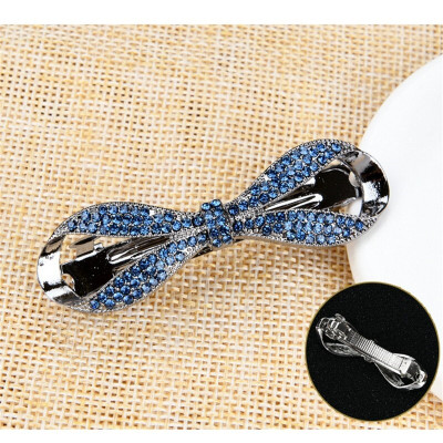 Kẹp tóc đính đá hình nơ vô cực màu xanh đen - Kẹp tóc nữa sau sang trọng