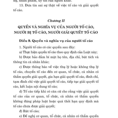 Luật tố cáo năm 2018 sửa đổi, bổ sung năm 2020 (bản in 2024)