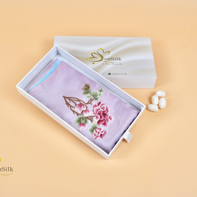 Khăn Lụa Thêu Tay Hoa Mẫu Đơn – Tinh Hoa Lụa Việt, Khăn Lụa 2 Lớp SenSilk