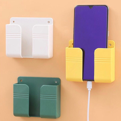 Kệ Dán Tường Để Remote Đồ Dùng Giá Đỡ Sạc Điện Thoại Có Móc Treo Giữ Dây Điện - Giao Màu Ngẫu Nhiên
