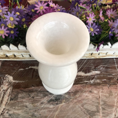 Bình bông, lọ hoa thờ cúng đá cẩm thạch trắng - Cao 25 cm