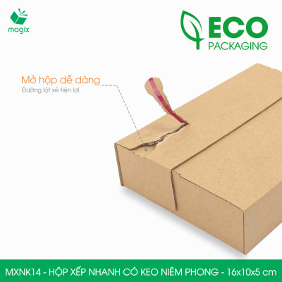 MXNK14 - 16x10x5 cm - 100 hộp carton đóng hàng xếp nhanh có keo niêm phong - Hộp gói hàng, hộp quà