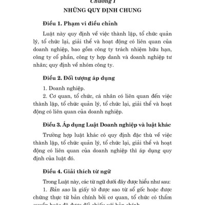Luật doanh nghiệp năm 2020 (Sửa đổi, bổ sung năm 2022, 2024) bản in 2025