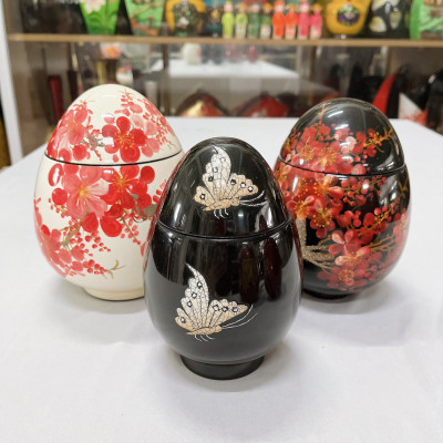 Hủ trứng sơn mài cao cấp đa dạng màu sắc thích hợp đựng đồ vật nhỏ, bánh kẹo, làm quà tặng,...