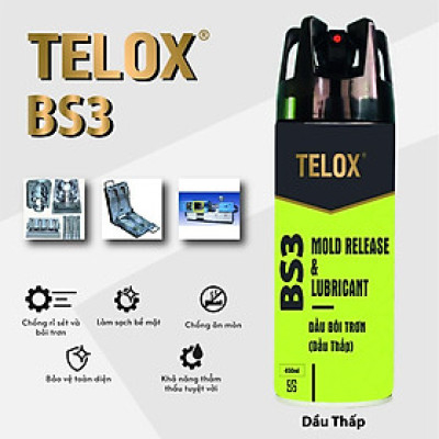 Thùng 24 bình xịt bôi trơn tách khuôn nhựa công nghiệp Telox BS3 (thấp) 450ml