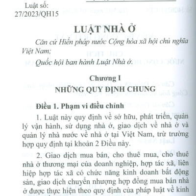 Luật Nhà Ở (Có hiệu lực thi hành từ ngày 1/8/2024)