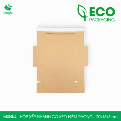 MXNK4 - 20x15x5 cm - 60 hộp carton đóng hàng xếp nhanh có keo niêm phong - Hộp gói hàng, hộp quà