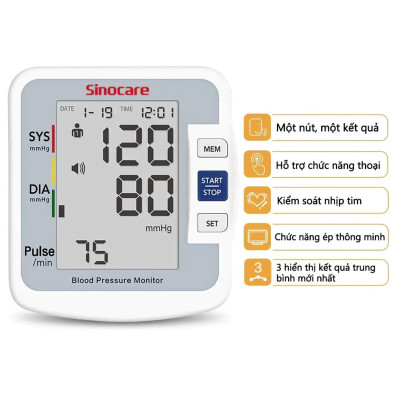 Đèn Ốp Trần Máy-Đo-Huyyết-Áp Sinocare Thông Minh Tự Động - Công Nghệ Đức, Hỗ Trợ Giọng Nói Tiếng Việt