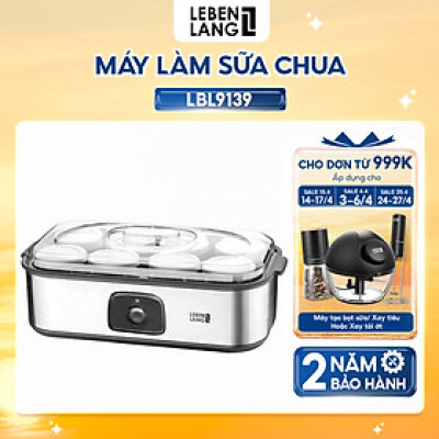Máy làm sữa chua Lebenlang LBL9139, máy ủ sữa chua công suất 20W, dung tích 180ml, gồm 8 lọ thủy tinh, bảo hành 2 năm - hàng chính hãng