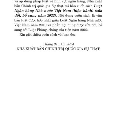 Luật ngân hàng nhà nước Việt Nam (hiện hành) (sửa đổi, bổ sung năm 2022)