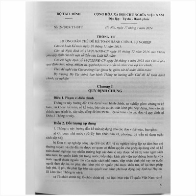 Sách Hướng Dẫn Chế Độ Kế Toán Hành Chính Sự Nghiệp theo Thông tư 24/2024/TT-BTC (V2456T)