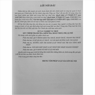 Sách Sổ Tay Nghiệp Vụ Thuế – Quy Trình Thanh Tra, Kiểm Tra, Hoàn Thuế, Phí, Lệ Phí - V2306D