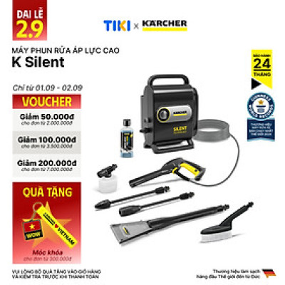 Máy phun rửa áp lực cao Karcher K Silent - Công suất 1800W, áp lực tối đa 130 bar - Bảo hành chính hãng 24 tháng - Hàng Chính Hãng