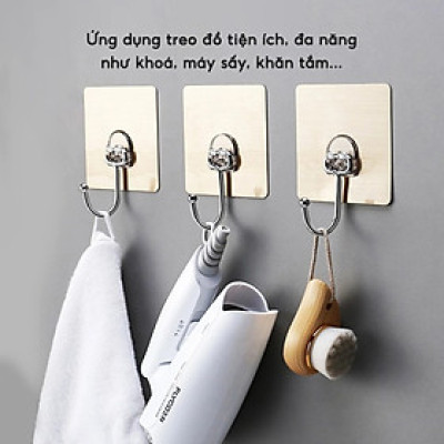 SET Móc Dán Tường INOX 304 Chịu Lực 5kg, Móc Dán Chịu Lực Loại Tốt, Tiện Dụng Gia Đình Và Văn Phòng. TakyHome 2214set