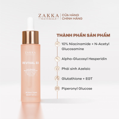 Bộ Đôi Làm Đều Màu Da Zakka Naturals [Serum B3 30ml & Glow Fruit+ 20ml]