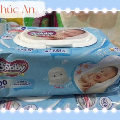 Khăn Ướt Trẻ Em Bobby 100 Tờ Không Mùi - Khăn Ướt Em Bé Bobby Không Mùi Nano Bạc