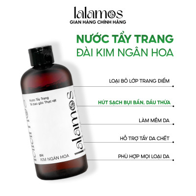 Combo bảo vệ da trắng sáng Lalamos Nước tẩy trang 280ml + Kem chống nắng nhụy Kim Ngân Hoa tone up unisex 50ml