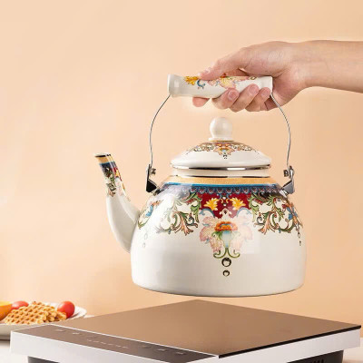 Ấm Đun Nước Bếp Từ Thép Tráng Men Lớn 3.3L Retro Kiểu Hoàng Gia – Tiện Lợi & Sang Trọng - HÀNG CHÍNH HÃNG MINIIN