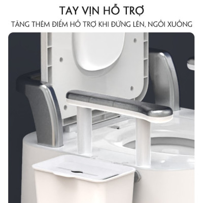 Bồn cầu di động, bô vệ sinh trong nhà FTAKY tiện lợi cho người già, bà bầu, người bệnh có tay vịn, tựa lưng chắc chắn (màu ngẫu nhiên)