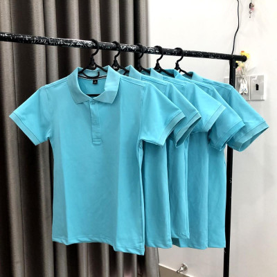 Áo Thun Có Cổ Cá Sấu 4 Chiều Xanh Ngọc - Xanh Thiên Thanh