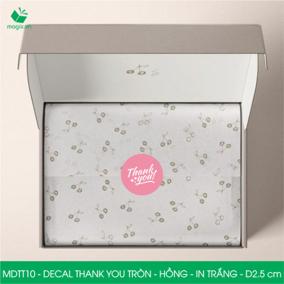 MDTT10 - D2.5cm - 1000 Sticker Thank you, decal Thank you tròn dán hộp carton, tem cám ơn, nhãn dán cảm ơn trang trí gói hàng
