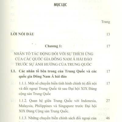Thích Ứng Của Các Quốc Gia Đông Nam Á Hải Đảo Trước Sự Gia Tăng Ảnh Hưởng Của Trung Quốc Từ Sau Đại Hội XIX Đảng Cộng Sản Trung Quốc (Sách Chuyên Khảo)
