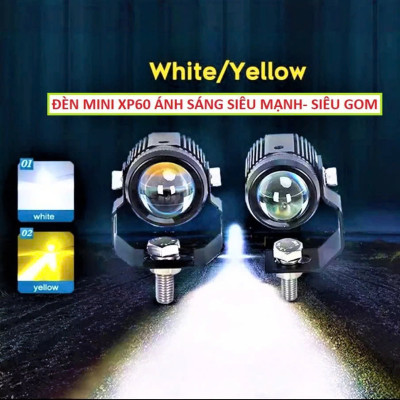 Đèn Trợ Sáng Xe Máy XP60 – Pha Trắng Cốt Vàng, Loại Xịn Chống Nước 100%