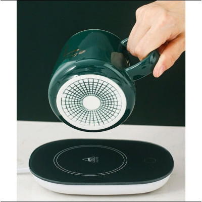 Cốc Hâm Nóng Đa Năng – Bộ Ly Sứ Kèm Đế Điện Giữ Nhiệt Trà, Cafe, Sữa | Kèm Thìa & Hộp Sang Trọng