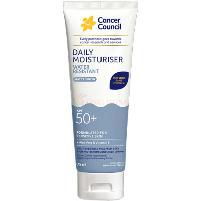 Kem chống nắng lâu trôi Cancer Council Daily Moisturiser Water Resistant SPF50+ (75ml/150ml) - Hàng chính hãng