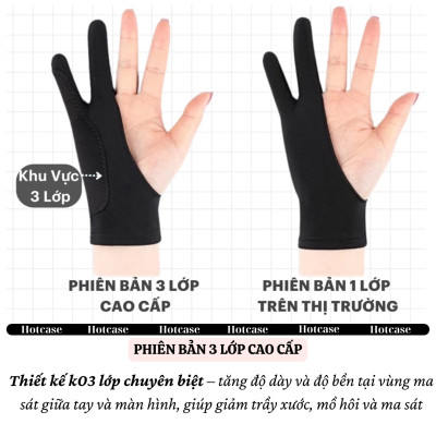 [Chống chạm nhầm] Găng tay hoạ sĩ hiệu HOTCASE bản đặc biệt 3 lớp hỗ trợ vẽ trên trên cho điện thoại, cho iPad, máy tính bảng, cho wacom cho iPhone - Hàng nhập khẩu