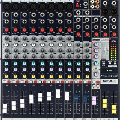 Bàn Mixer Soundcraft EFX8 – Mixer số chuyên sử dụng cho âm thanh chuyên nghiệp, sân khấu, hội trường, sự kiện, phòng hát cao cấp – 10 kênh (8 mono, 2 stereo) - 32 chế độ effect – Hàng chính hãng