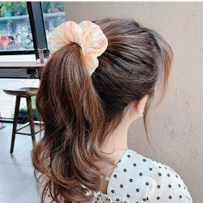 Dây buộc tóc Scrunchie kẻ ngang mầu sắc dễ thương HD83