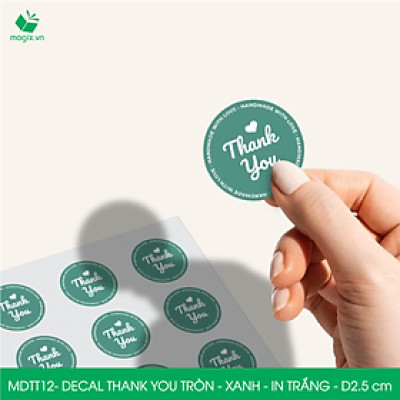 MDTT12 - D2.5cm - 500 Sticker Thank you, decal Thank you tròn dán hộp carton, tem cám ơn, nhãn dán cảm ơn trang trí gói hàng