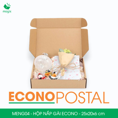 MENG04 - 25x20x6 cm - 60 Hộp carton nắp gài đóng hàng giá rẻ, hộp gói hàng, hộp quà thời trang