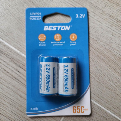Pin sạc RCR123A 16340 BESTON Dung lượng cao 650mAh dùng cho máy ảnh, camera, thiết bị đo, đèn pin, ống nhòm - Hàng chính hãng
