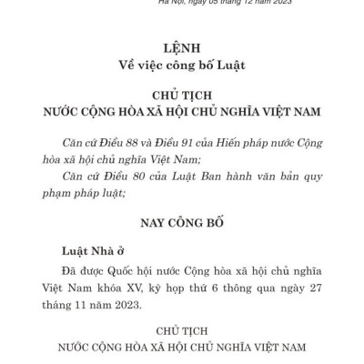 Luật nhà ở 2023 (sửa đổi, bổ sung năm 2024)