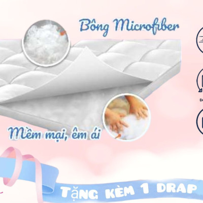 Nệm Topper, Tấm Topper Làm Mềm Nệm Tiêu Chuẩn Khách Sạn Cao Cấp 5 Sao Dày 10cm Tặng Kèm Drap Nệm