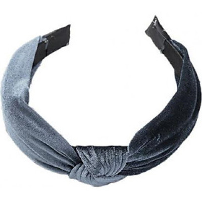 Bờm cài tóc turban nữ màu ghi sáng vải nhung bản to BN30E