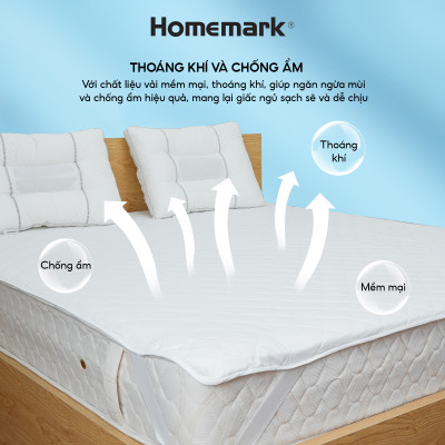Tấm bảo vệ nệm chống thấm nước Homemark - 4 lớp bảo vệ đệm tuyệt đối, ngăn bụi bẩn, dễ vệ sinh