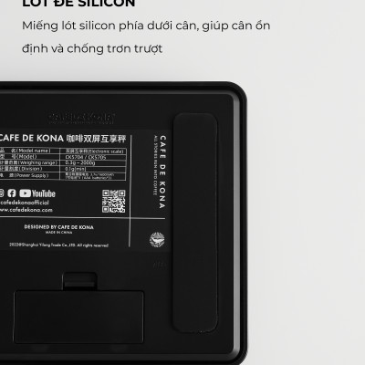 Cân điện tử GHOST 2 mặt cho pha chế cà phê đồ uống có đếm giờ CAFE DE KONA pin sạc
