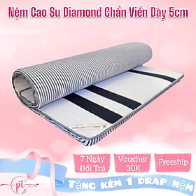 Nệm Cao Su Non Chần Viền Diamond Dày 5cm Kích Thước 80cm/1m/1m2/1m4/1m6/1m8 Đủ Size Tặng Kèm Ga Nệm