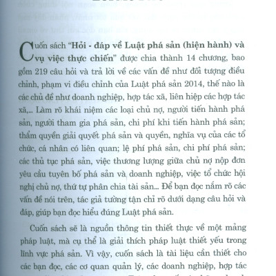 Hỏi Đáp Về Luật Phá Sản (Hiện Hành) Và Vụ Việc Thực Chiến - TS.LS. Huỳnh Đức Thái Lâm Hoàng