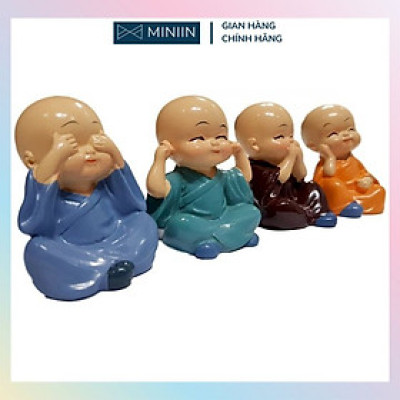 Bộ 4 Chú Tiểu Tứ Không Hàng Chuẩn - Không Nghe, Không Nói, Không Nhìn, Tâm Không Động - Loại 1 - Chính Hãng MINIIN