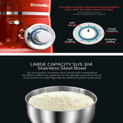 Máy trộn bột và đánh trứng 5 lít thương hiệu cao cấp BioloMix BM785LB - Công suất 1500W - HÀNG NHẬP KHẨU