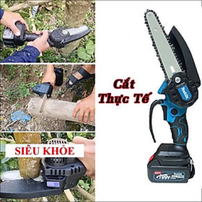 Bộ Máy Cưa Xích Cầm Tay Pin Siêu Khỏe Cắt Cây, Tỉa Cành Lam Xích Dài 19cm Hiệu Quả Vượt Trội