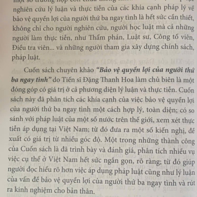 Bảo vệ quyền lợi của người thứ ba ngay tình (sách chuyên khảo)